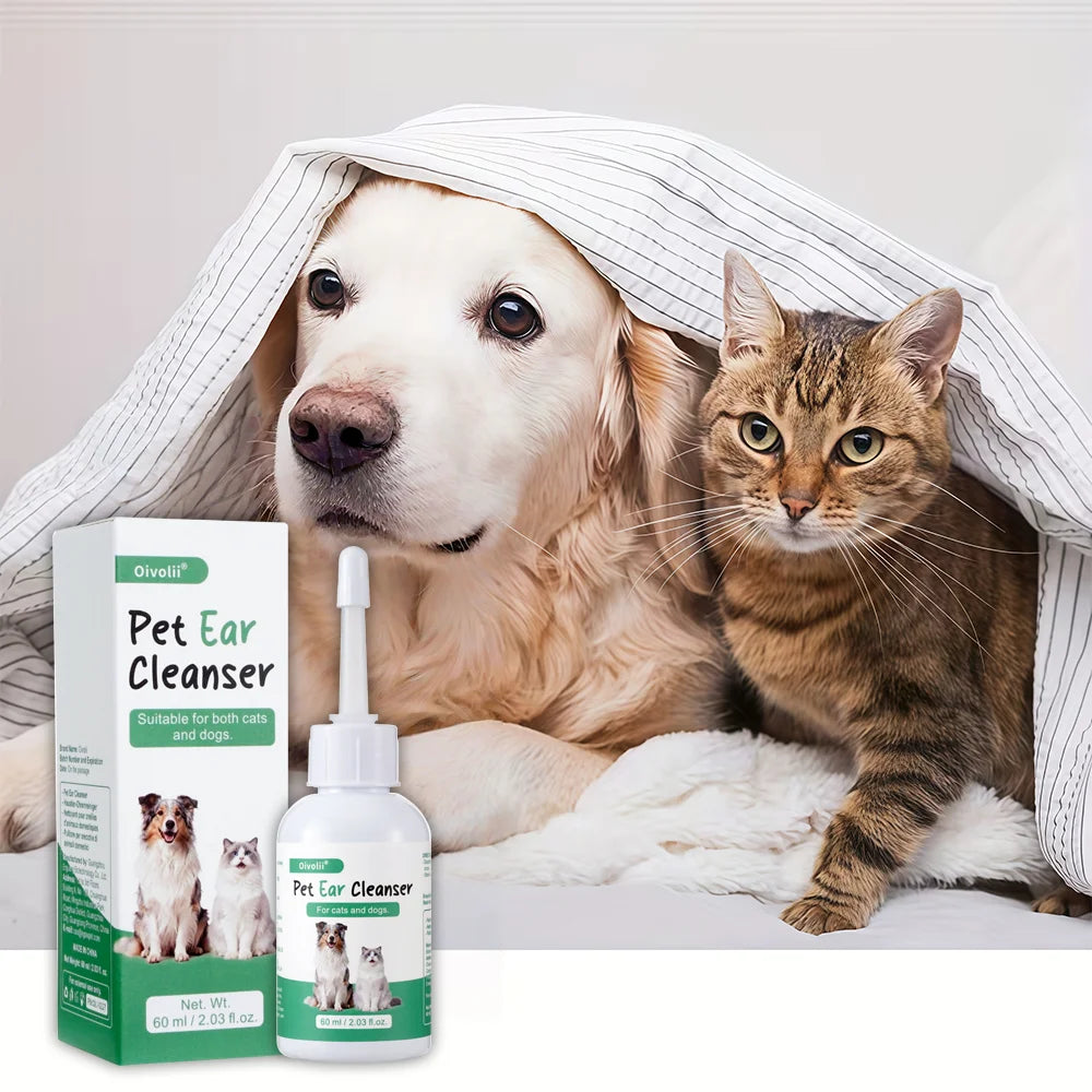 Ear Wash Cleaner Drops for Dogs Cats - Gentle Wax Remover, Ear Hygiene Care