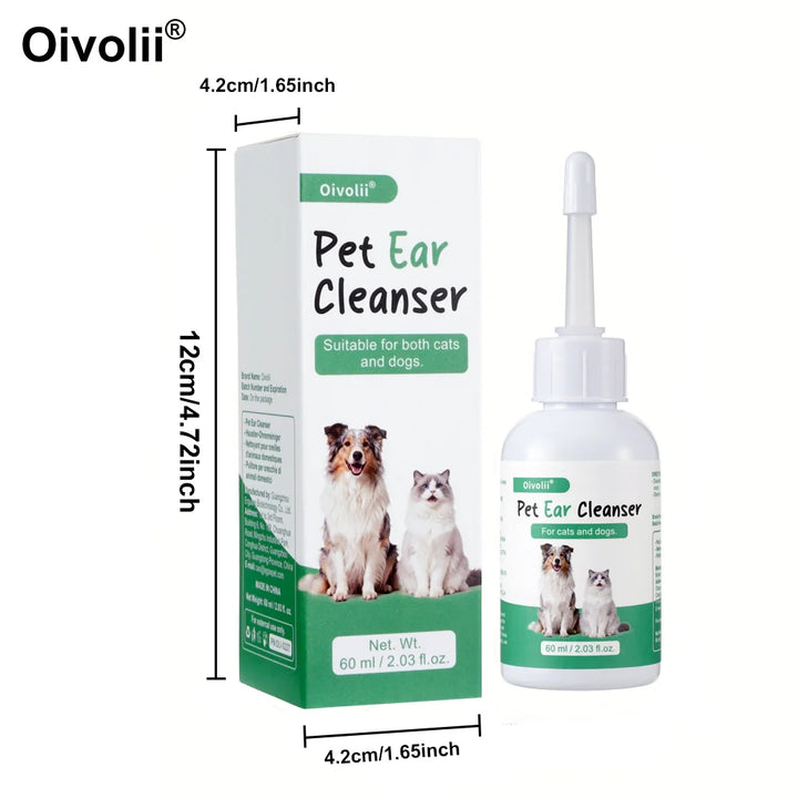 Ear Wash Cleaner Drops for Dogs Cats - Gentle Wax Remover, Ear Hygiene Care