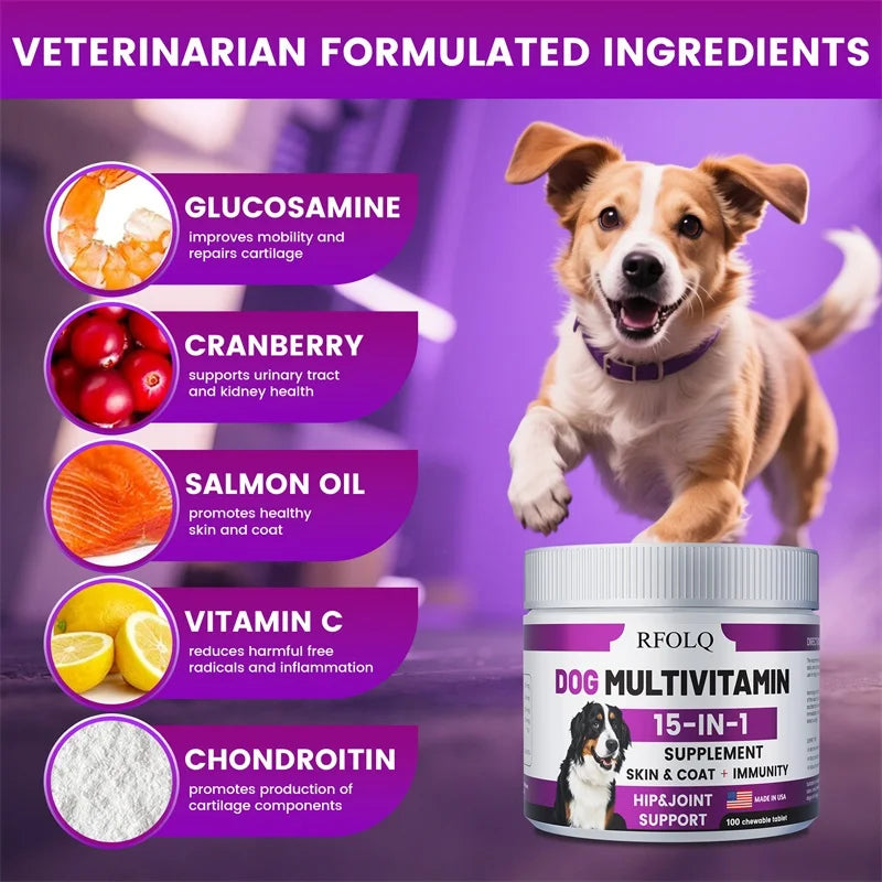 Dog Multivitamin - For Healthy Skin and Coat, Supports Joint Health