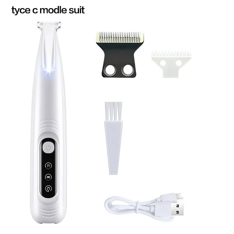 Dog Paw Trimmer with LED Light, Waterproof Hair Trimmer -Dog Clippers