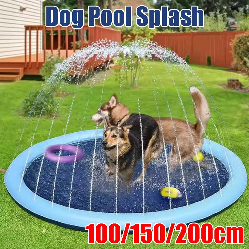 Non-Slip Splash Pad 100/150/200cm for Kids Dogs Thickened Pet Wading Pool Mat Durable Summer Outdoor Water Play Mat
