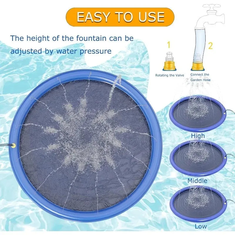 Non-Slip Splash Pad 100/150/200cm for Kids Dogs Thickened Pet Wading Pool Mat Durable Summer Outdoor Water Play Mat