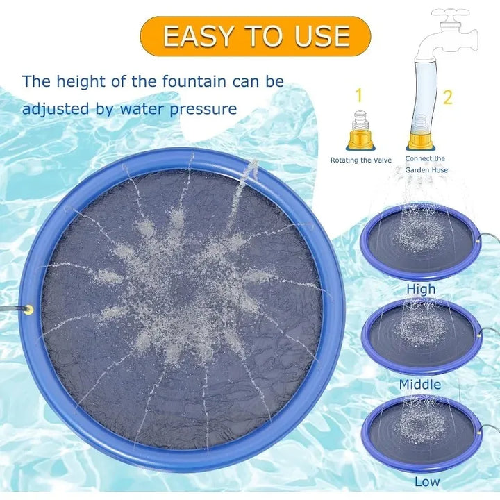 Non-Slip Splash Pad 100/150/200cm for Kids Dogs Thickened Pet Wading Pool Mat Durable Summer Outdoor Water Play Mat