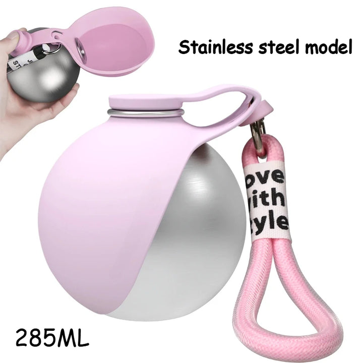 Dog Travel Water Bottle-Stainless Steel & Silicon - Leak-Proof & Compact