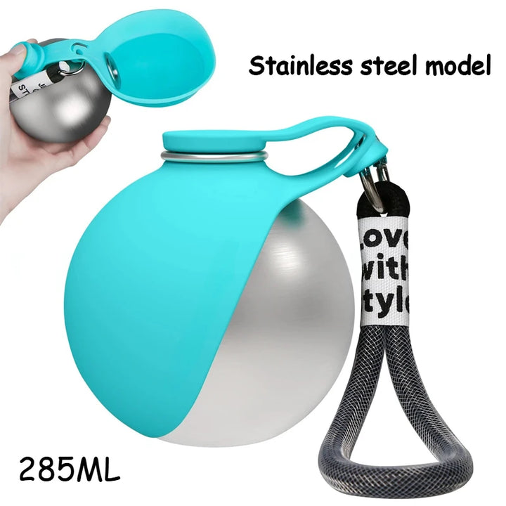 Dog Travel Water Bottle-Stainless Steel & Silicon - Leak-Proof & Compact