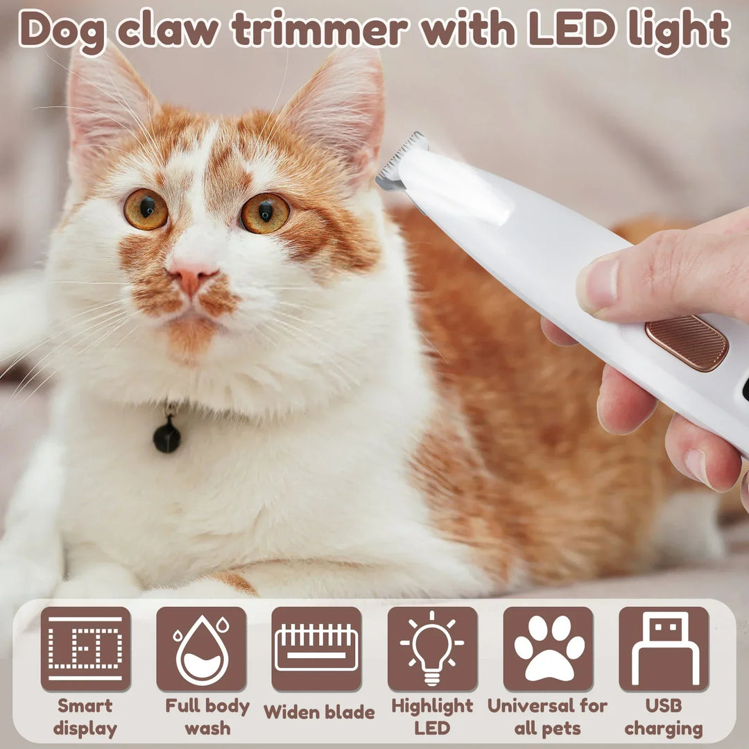 Dog Paw Trimmer with LED Light, Waterproof Hair Trimmer -Dog Clippers