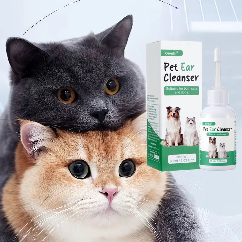 Ear Wash Cleaner Drops for Dogs Cats - Gentle Wax Remover, Ear Hygiene Care