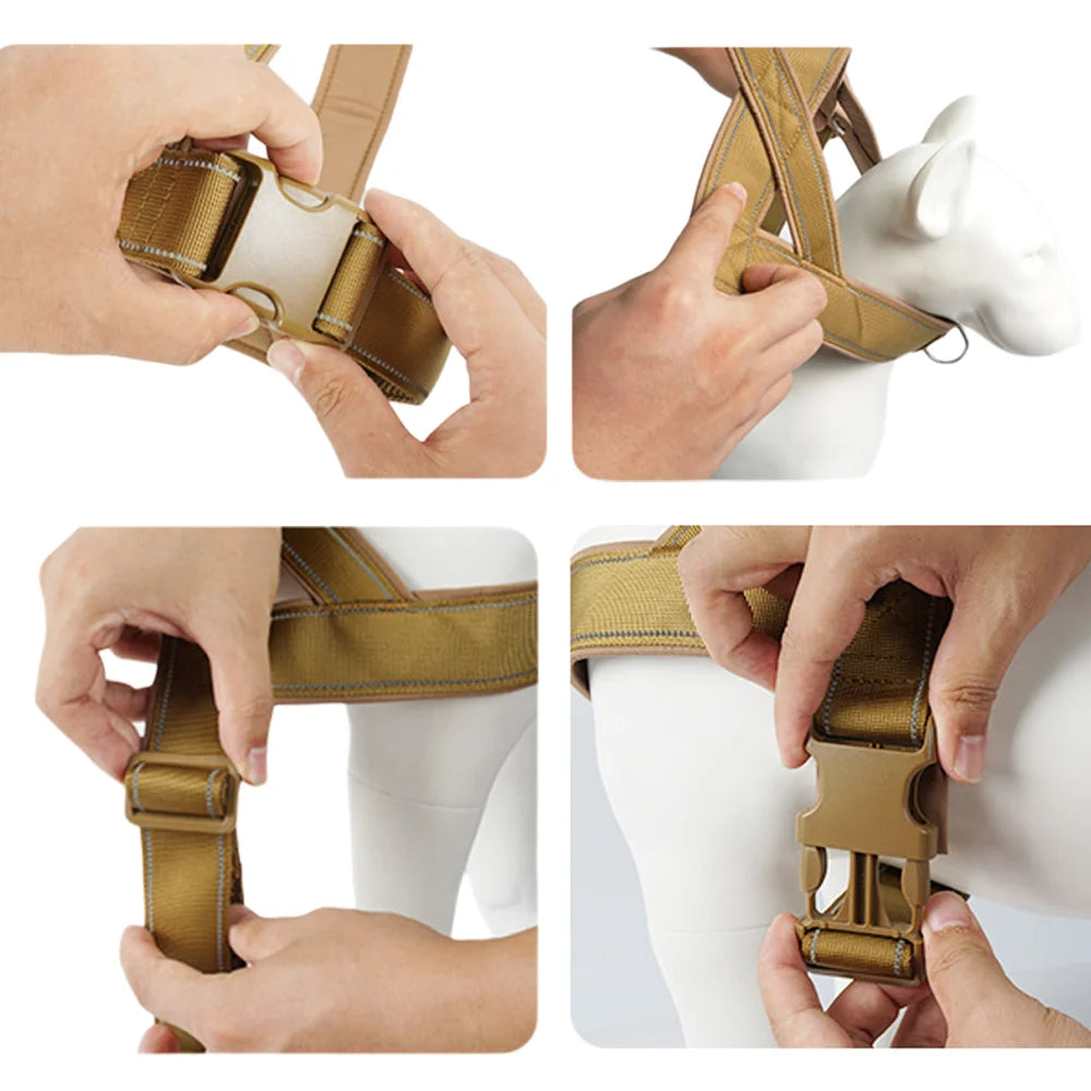 Tactical Anti-Pull Dog Harness - 1000D Nylon Adjustable for Large Dogs