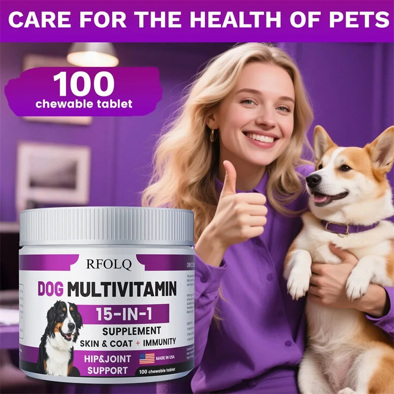 Dog Multivitamin - For Healthy Skin and Coat, Supports Joint Health