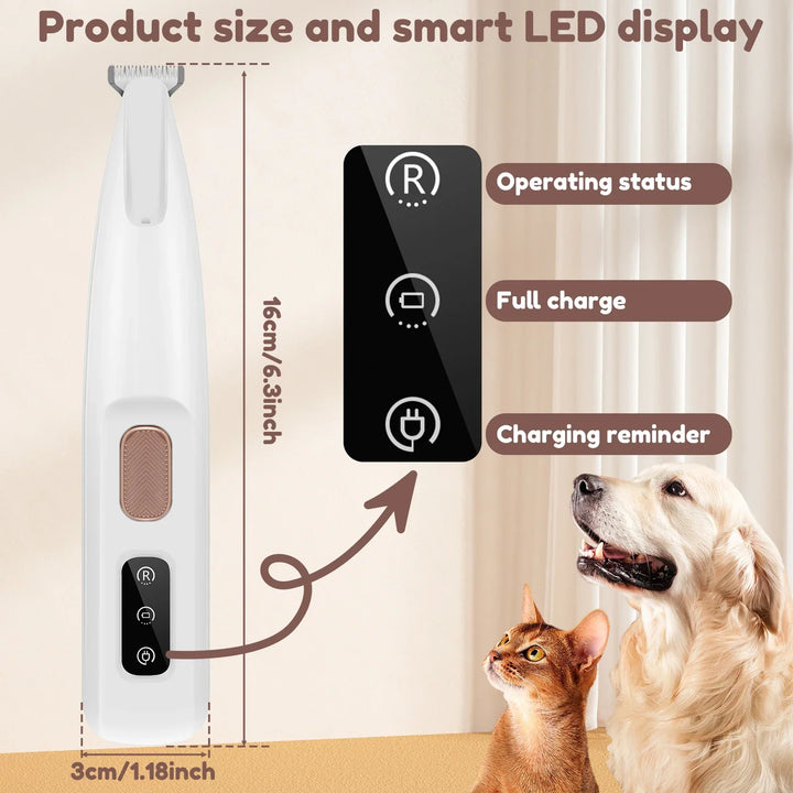 Dog Paw Trimmer with LED Light, Waterproof Hair Trimmer -Dog Clippers