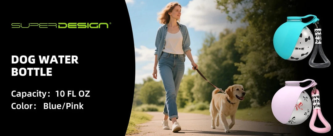 Dog Travel Water Bottle-Stainless Steel & Silicon - Leak-Proof & Compact