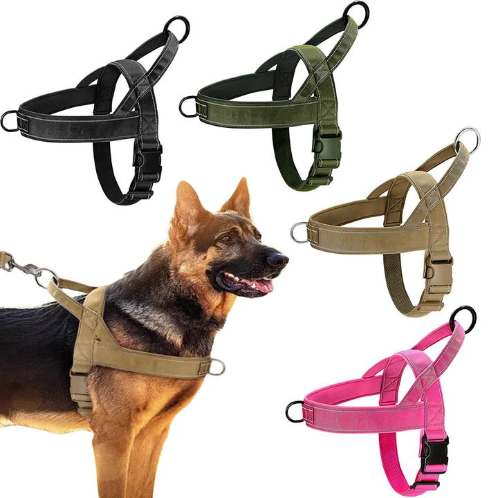 Tactical Anti-Pull Dog Harness - 1000D Nylon Adjustable for Large Dogs