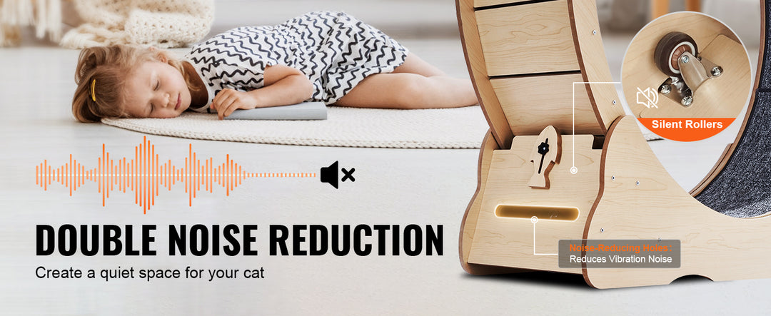 Indoor Cat Running Wheel with Detachable Carpet & Cat Teaser
