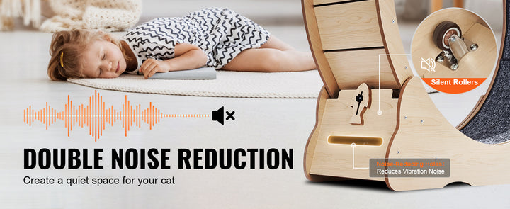 Indoor Cat Running Wheel with Detachable Carpet & Cat Teaser